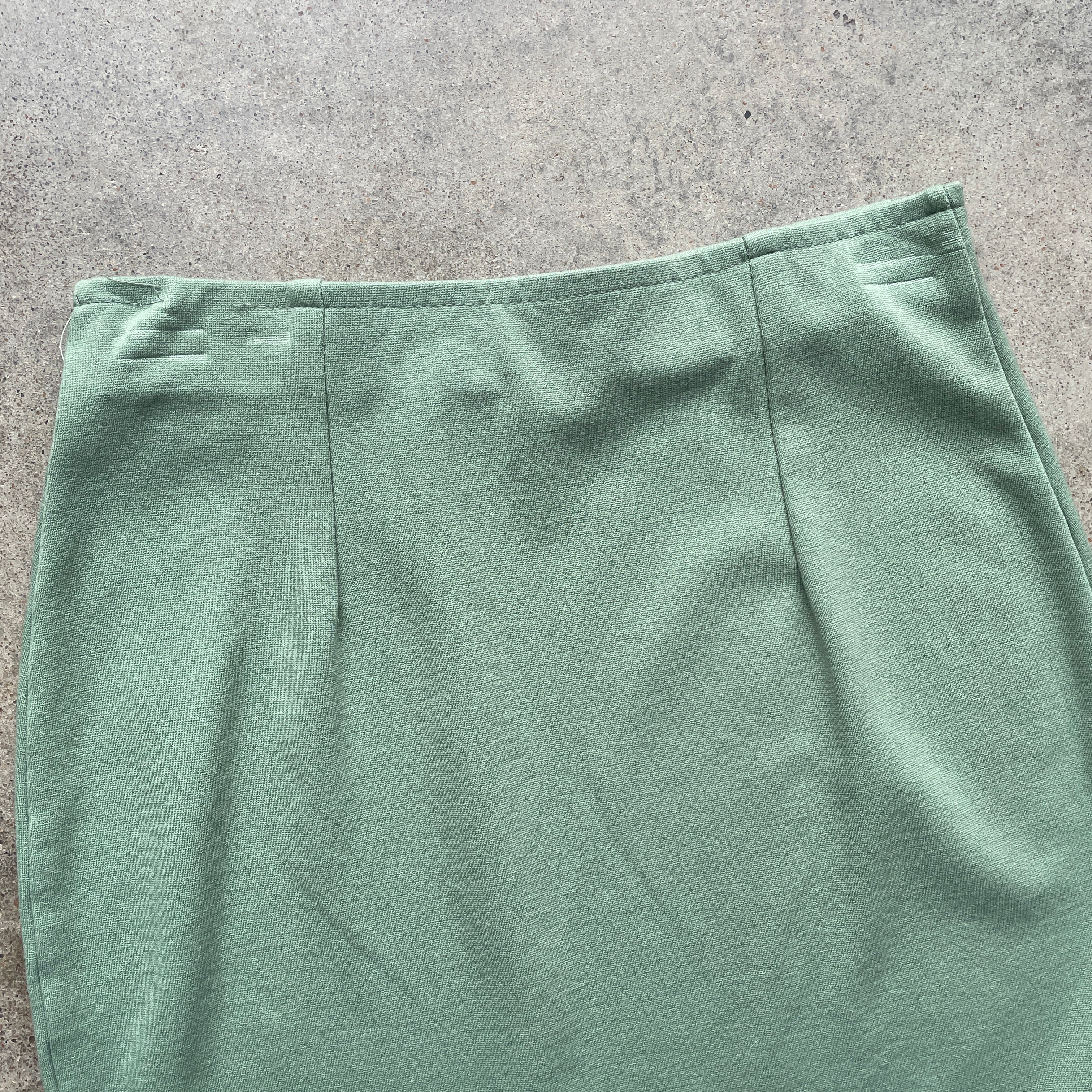 1980s Vintage Sage Green “Rainbow” Mini Pencil Skirt