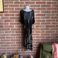 1980s/90s Black “Planet Love” Mesh Sheer Stretch Dress