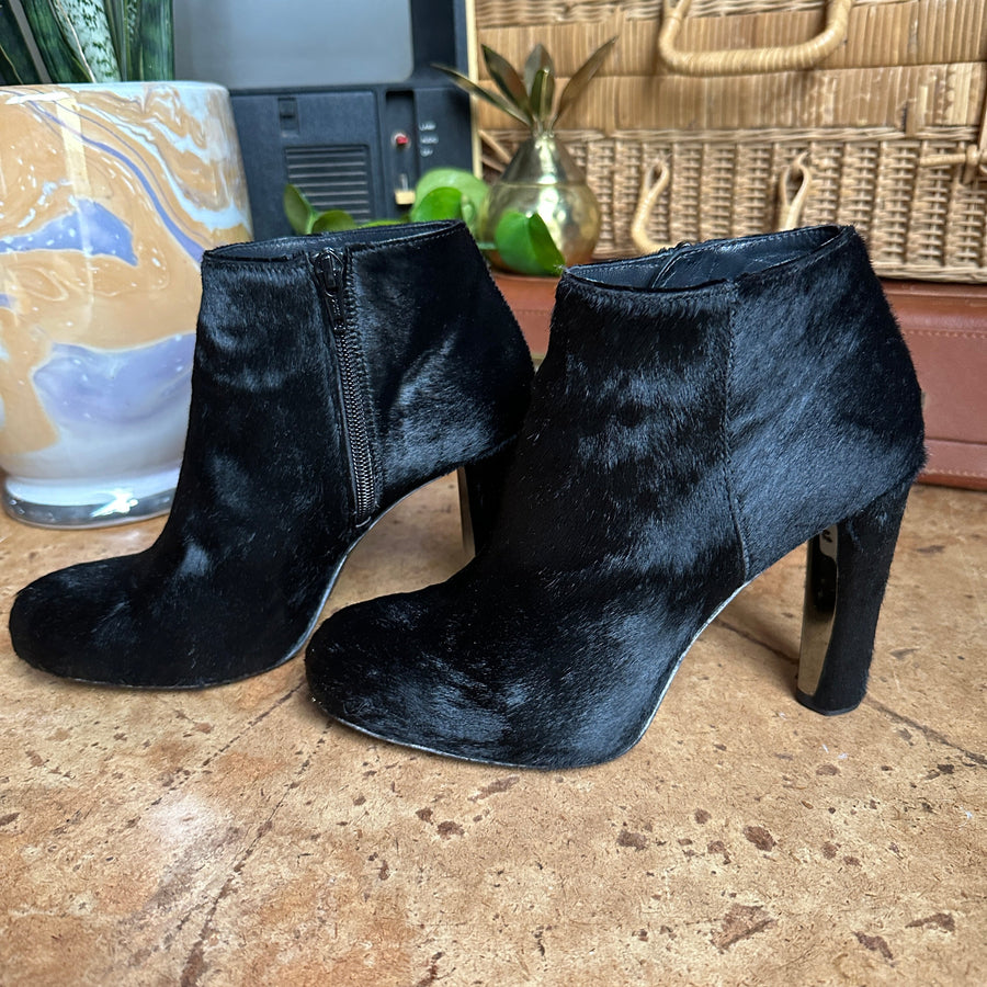 2000s Black Cow Hair “Stuart Weitzmann” Ankle Boots