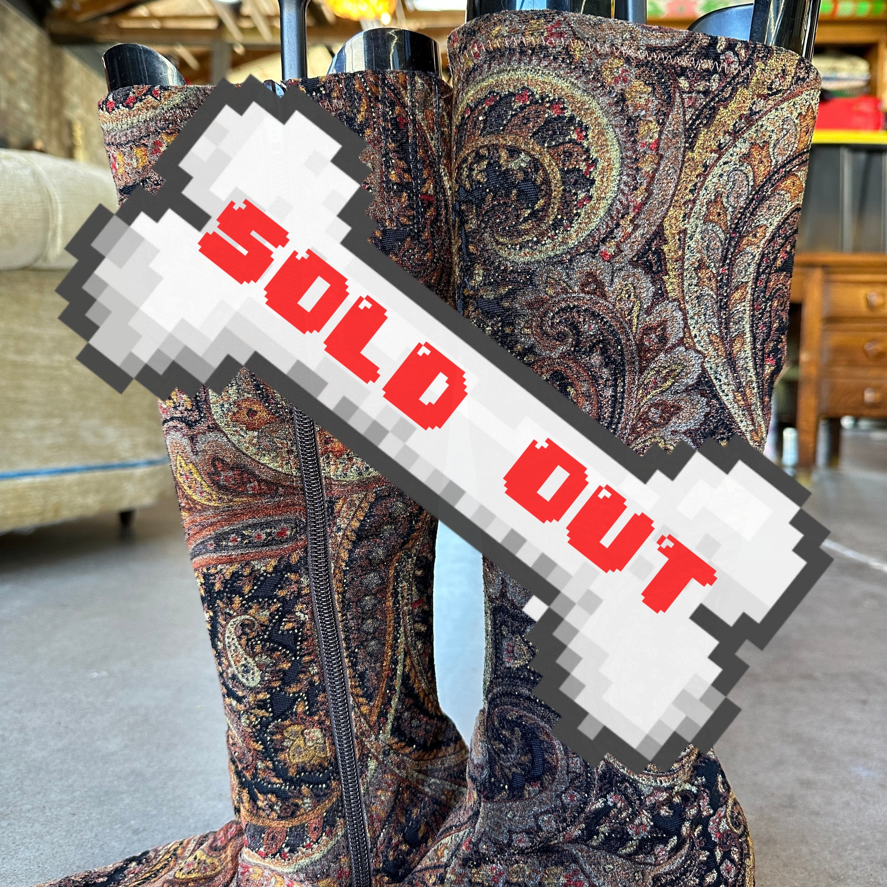 2000s Diba Knee High Tapestry Paisley Boots DOG EAT DOG