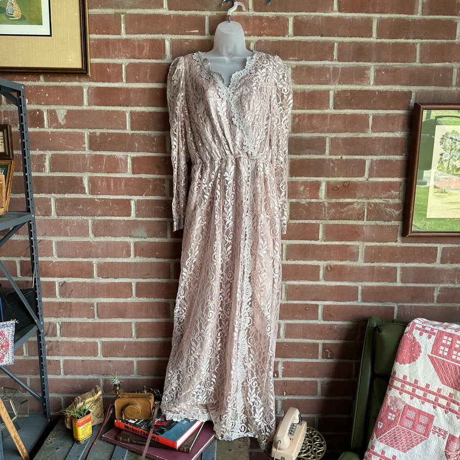 80s Blush Pink Lace “Alicia” Gown