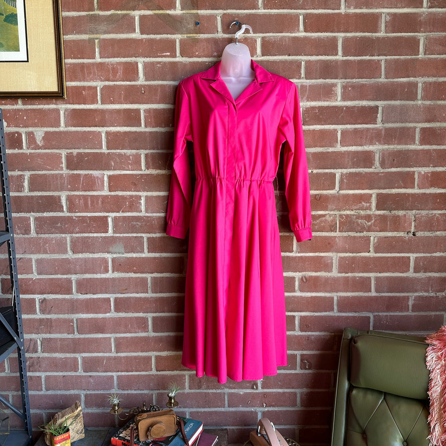 80s Hot Pink “Willi of California, Made in USA” Shirt Dress