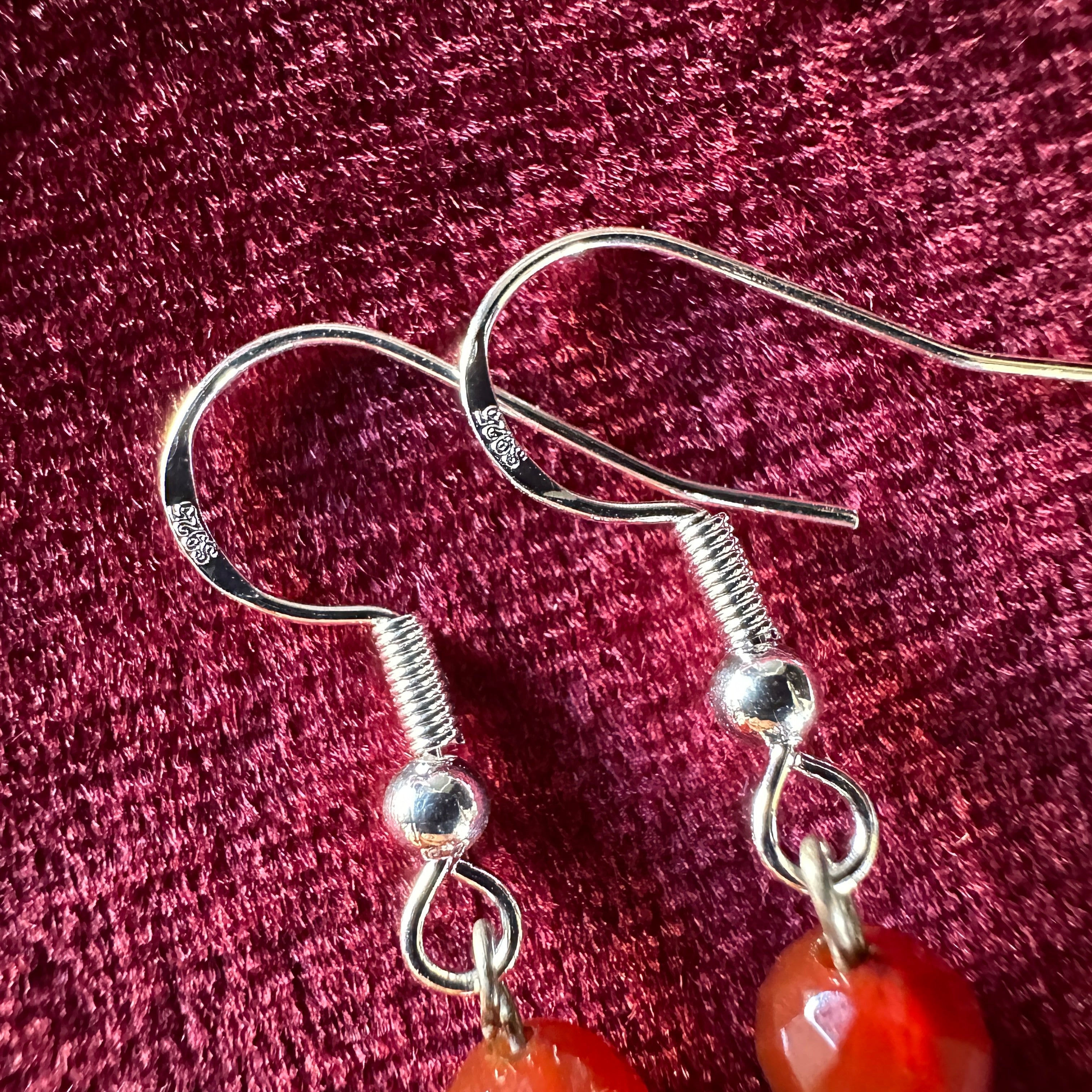 925 Orange Garnet / Spessartine Beaded Earrings