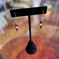 925 Pearl and Garnet Earrings