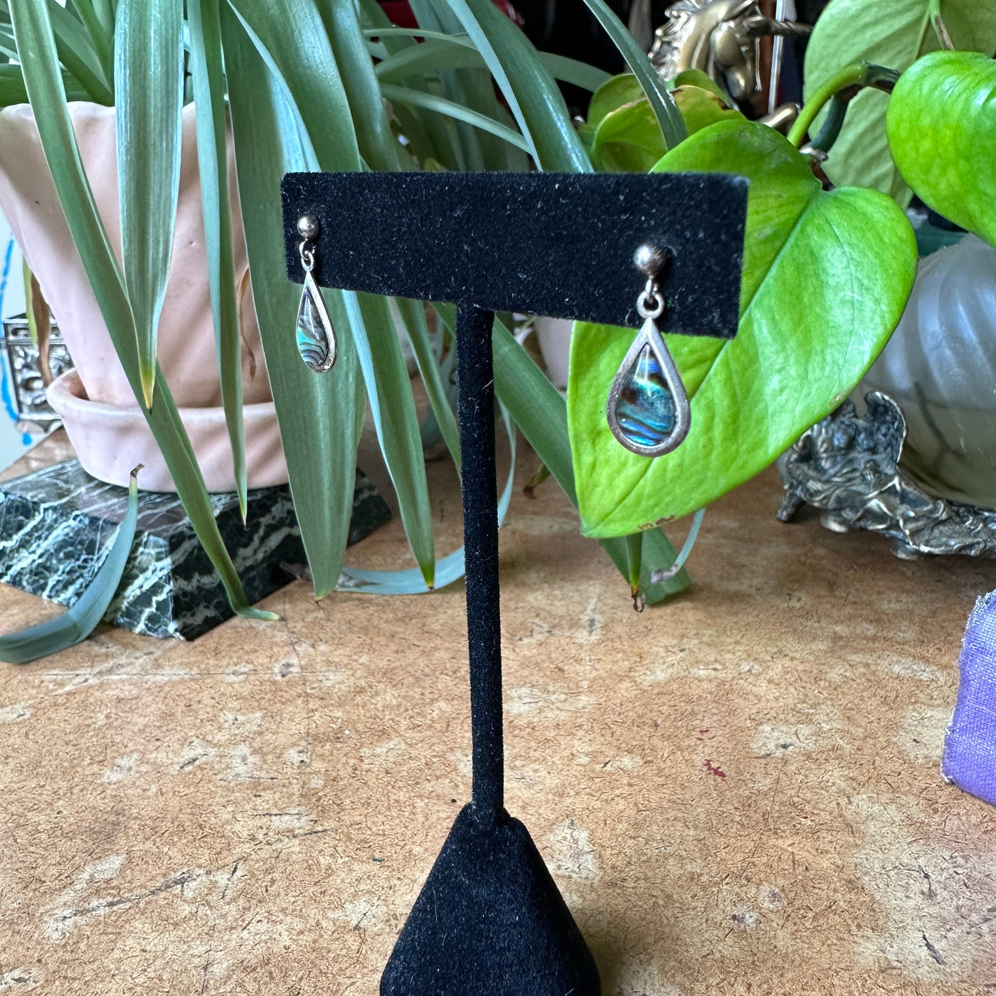 Abalone Sterling Silver Teardrop Earrings