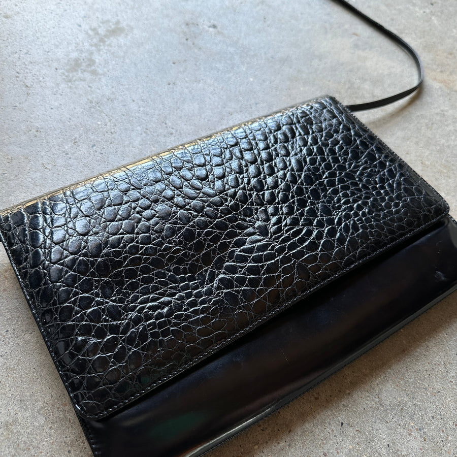 Black Vintage Patent Leather Nando Muzi Crossbody