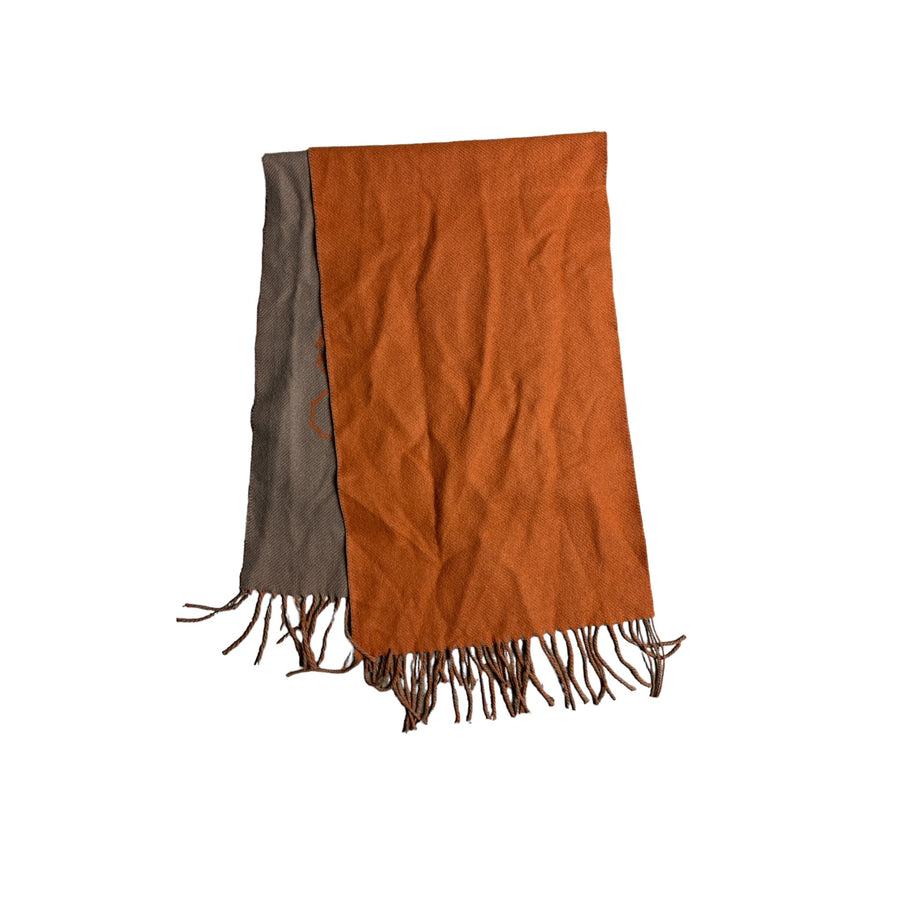 Cashmere COACH Scarf in Burnt Orange and Light Brown