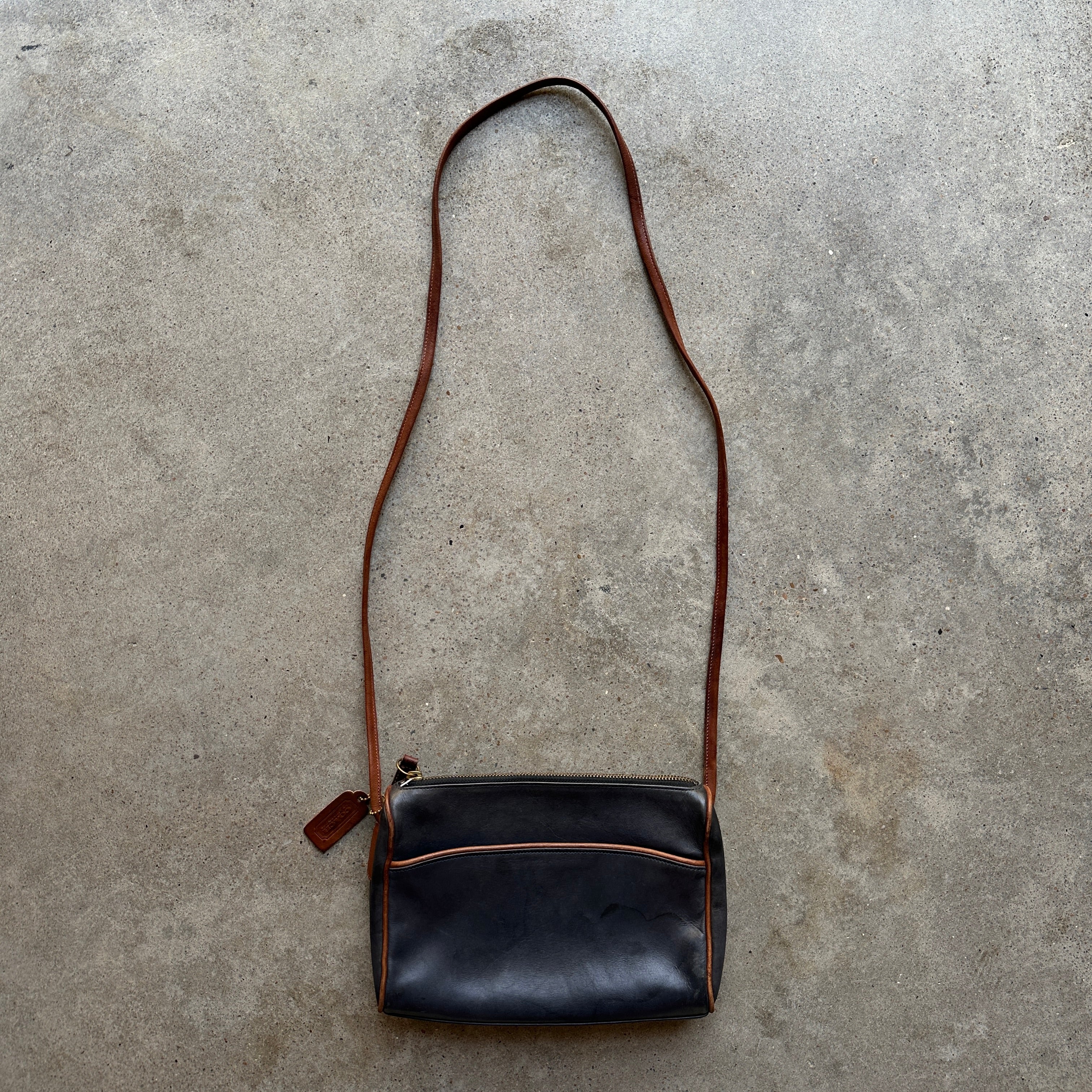 “Coach” Navy Leather Baguette Crossbody Purse