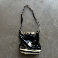 “Leather of the Sea” Black + Cream Crossbody Satchel