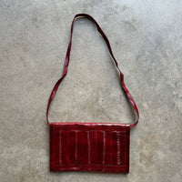 “M.J.” Red Eelskin Baguette Crossbody Clutch Purse