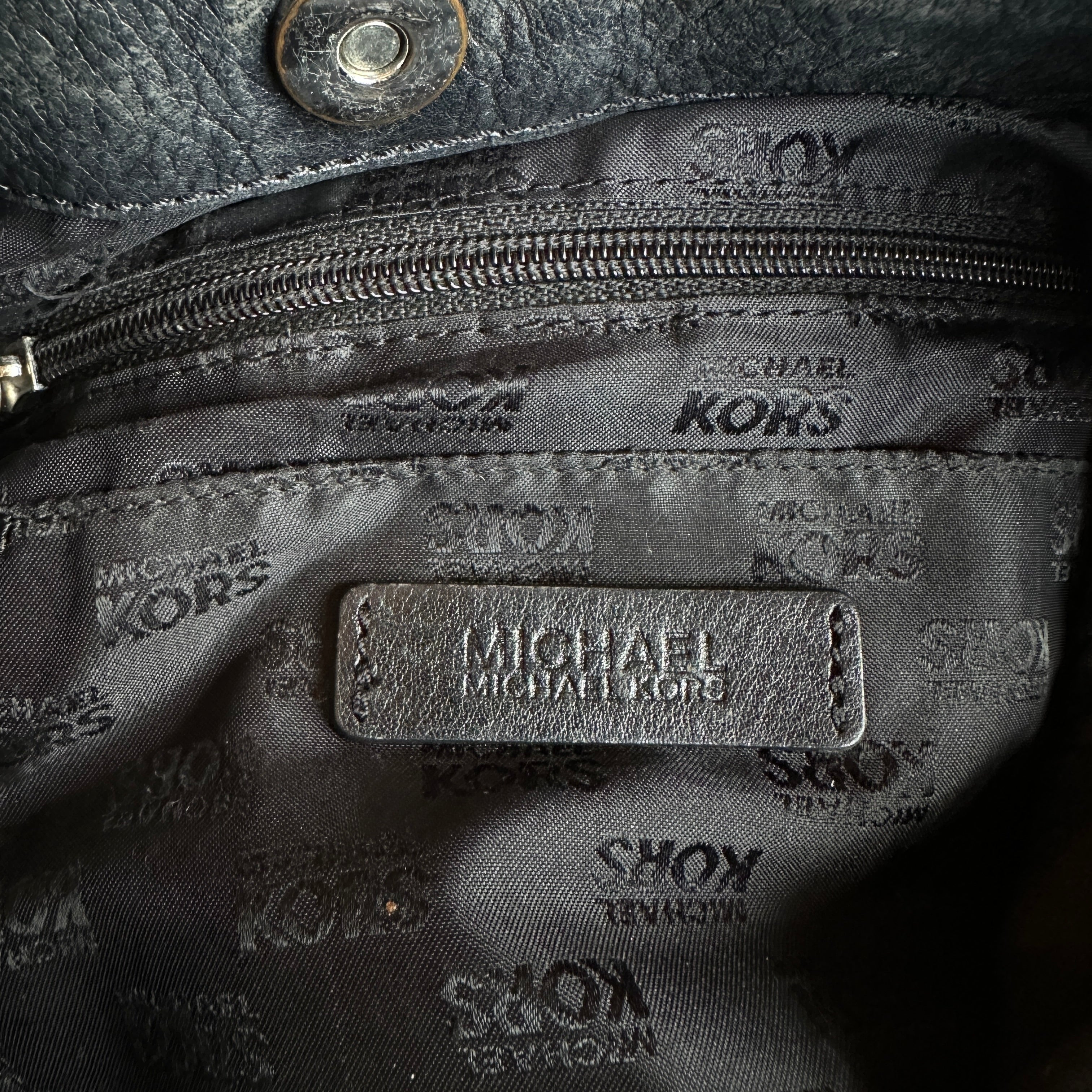 “Michael Kors” Black Leather Studded Tote W/ Crossbody strap