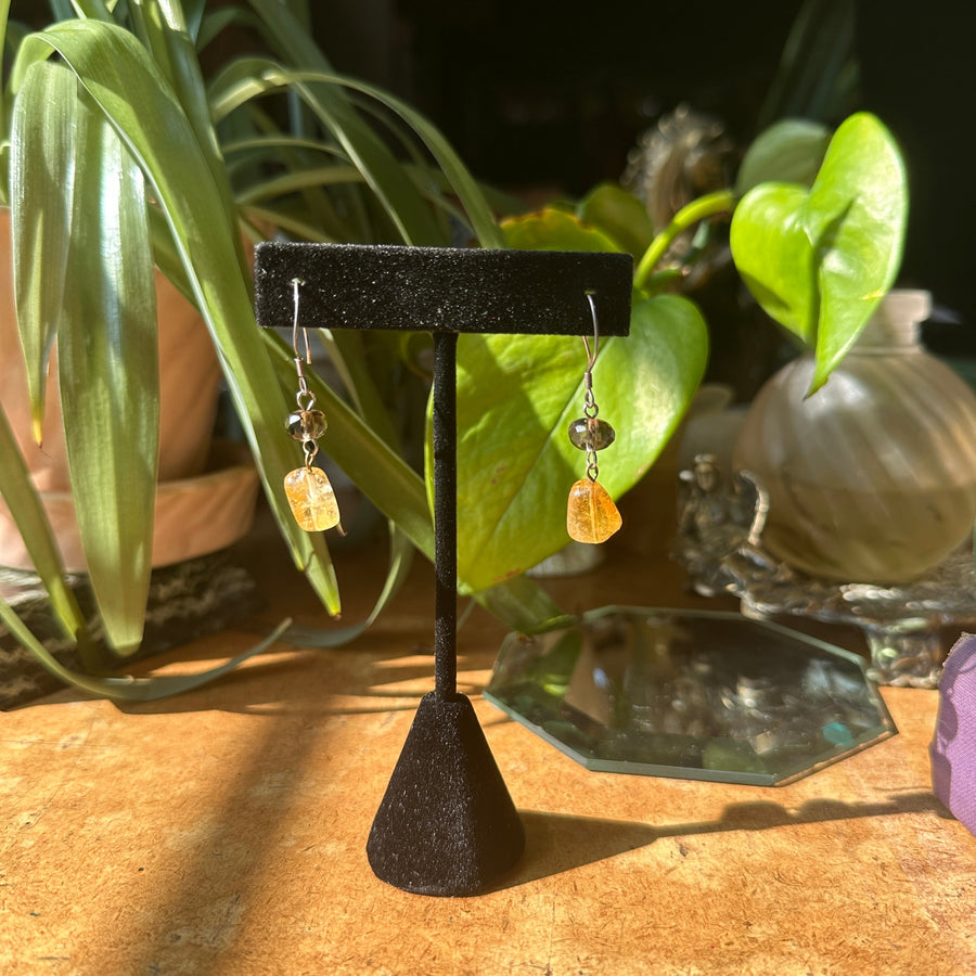 Sterling Silver Citrine and Smoky Quartz Earrings