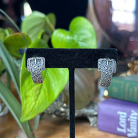 Sterling Silver Marcasite Studded Belt Buckle Earrings