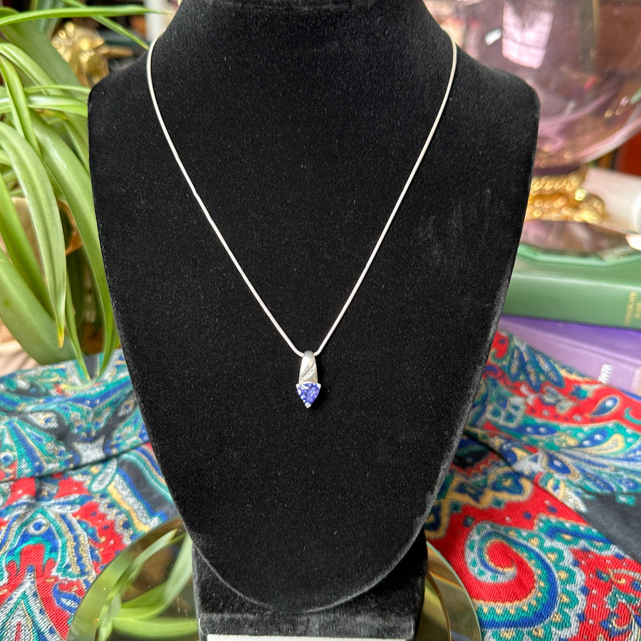 Sterling Triangle Cut Tanzanite Necklace