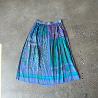 VTG purple and blue silk skirt and top set