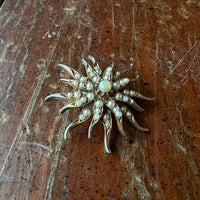 Vintage Faux-Pearl Gold-Tone Starburst Brooch