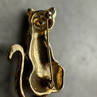 Vintage Leopard. / Jaguar Brooch with BLACK SPOTS and rhinestone eyes