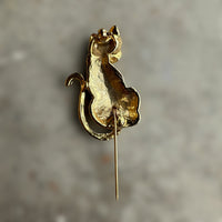 Vintage Leopard. / Jaguar Brooch with GOLD SPOTS and rhinestone eyes