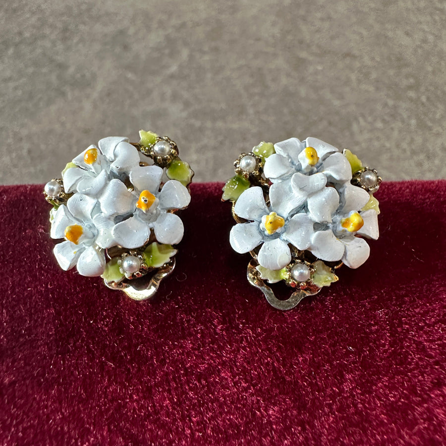 Vintage flower clip-ons