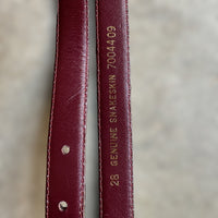 Vintage lady canterbury genuine snakeskin burgundy belt