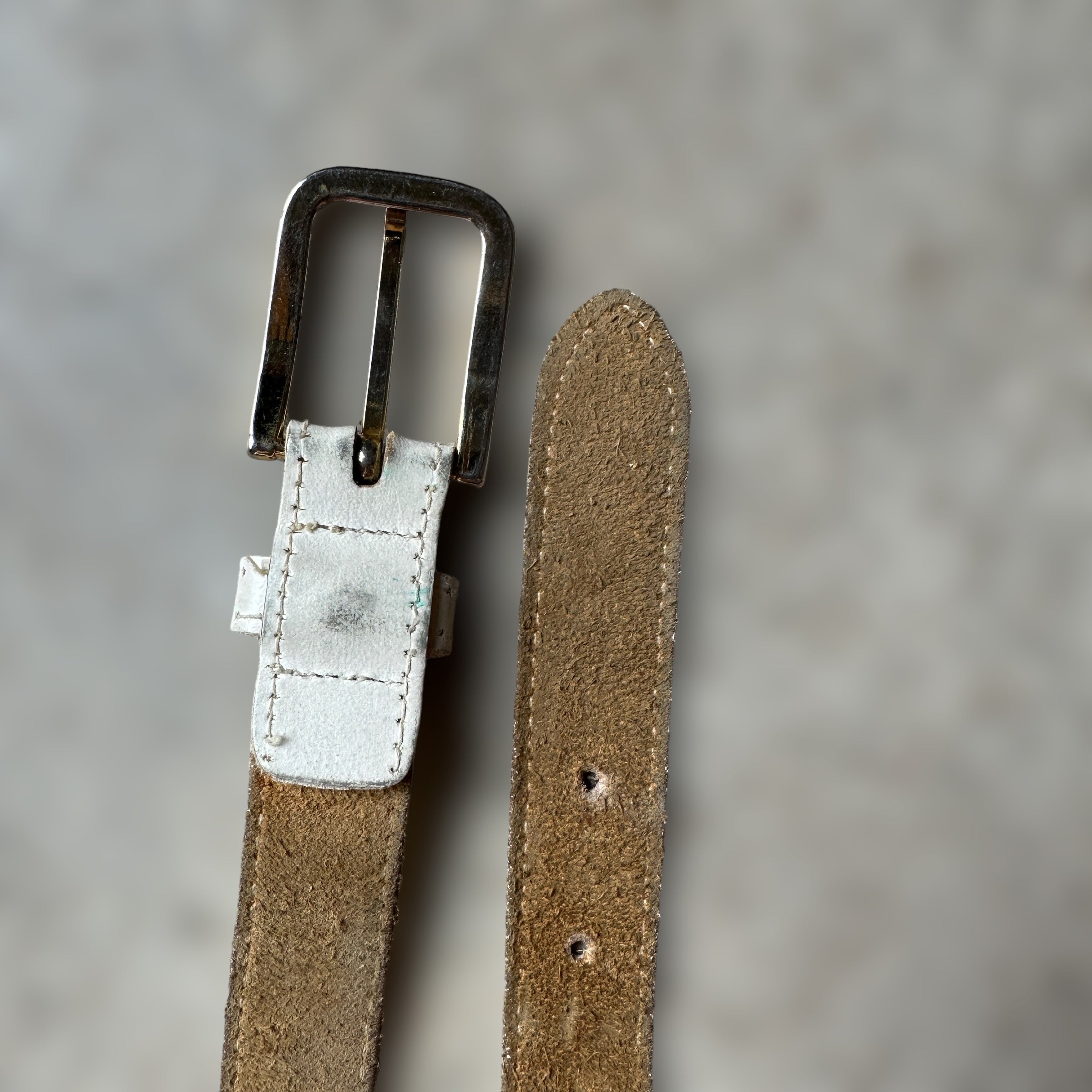White leather vintage belt made in USA