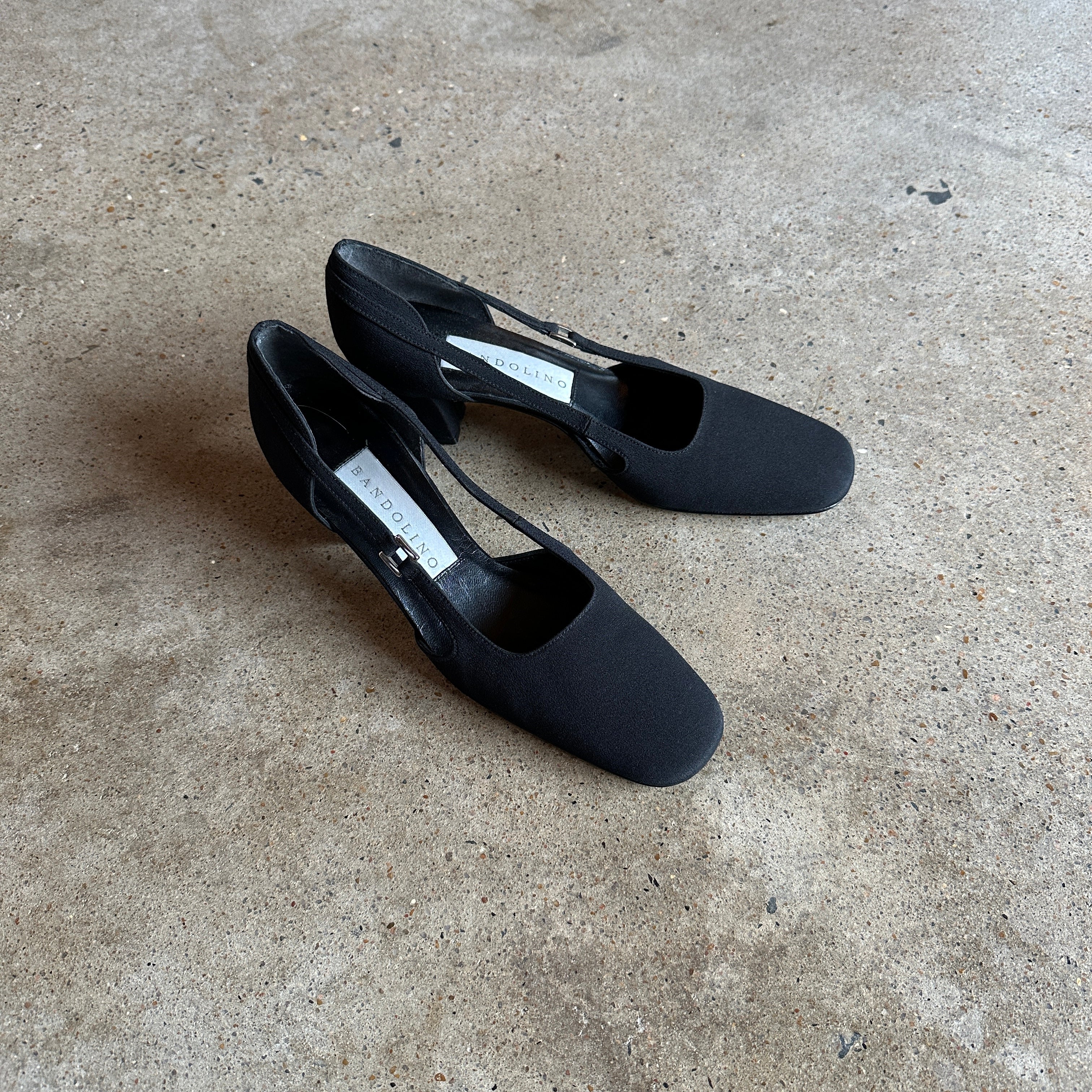 black canvas slingback square toe pumps (size 8.5)