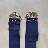 blue elastic belt vintage with enamel butterfly buckle