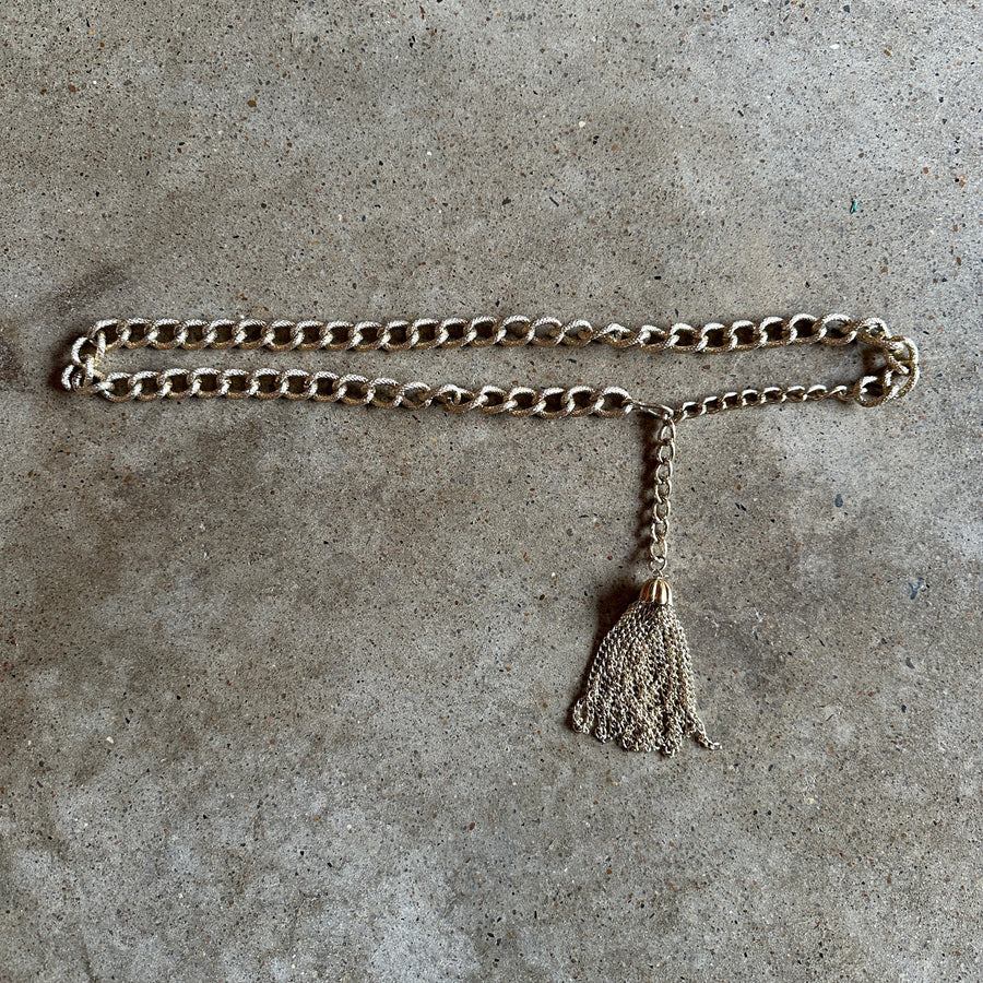 champagne gold chain belt w/ tassel