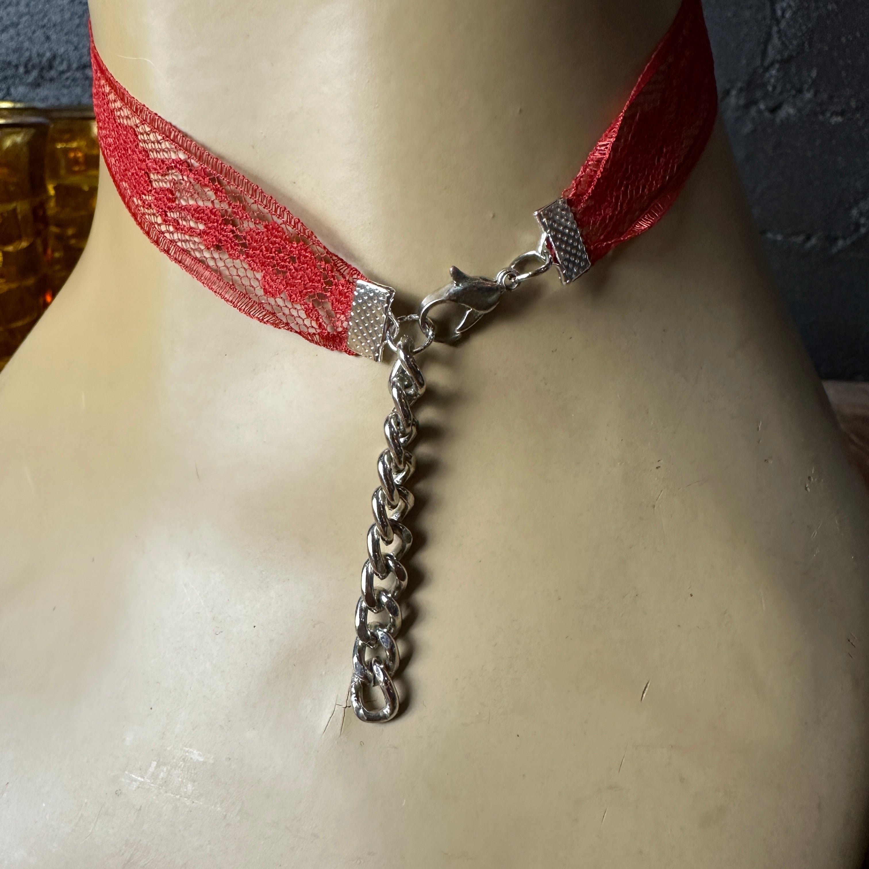 red vintage lace choker