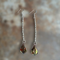 reworked glass dangle earrings with sterling silver fishhook