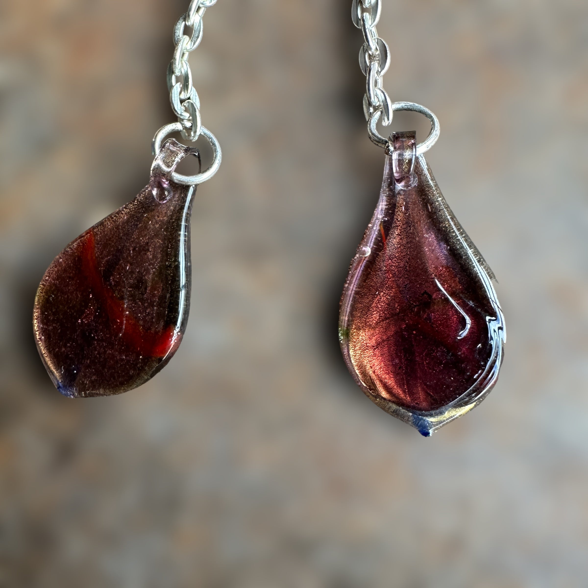 reworked glass dangle earrings with sterling silver fishhook