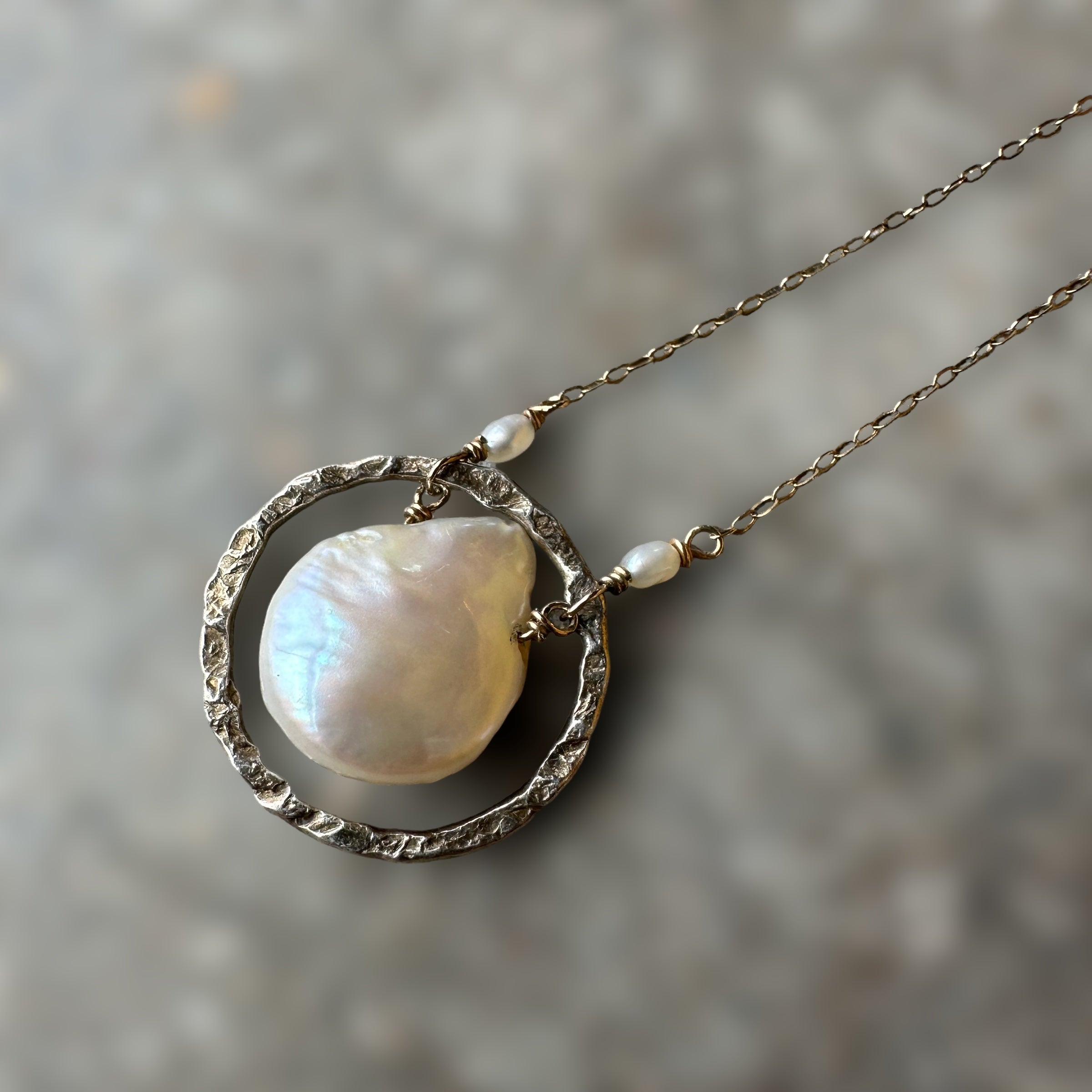 vintage 14k gold-filled necklace with freshwater pearl pendant