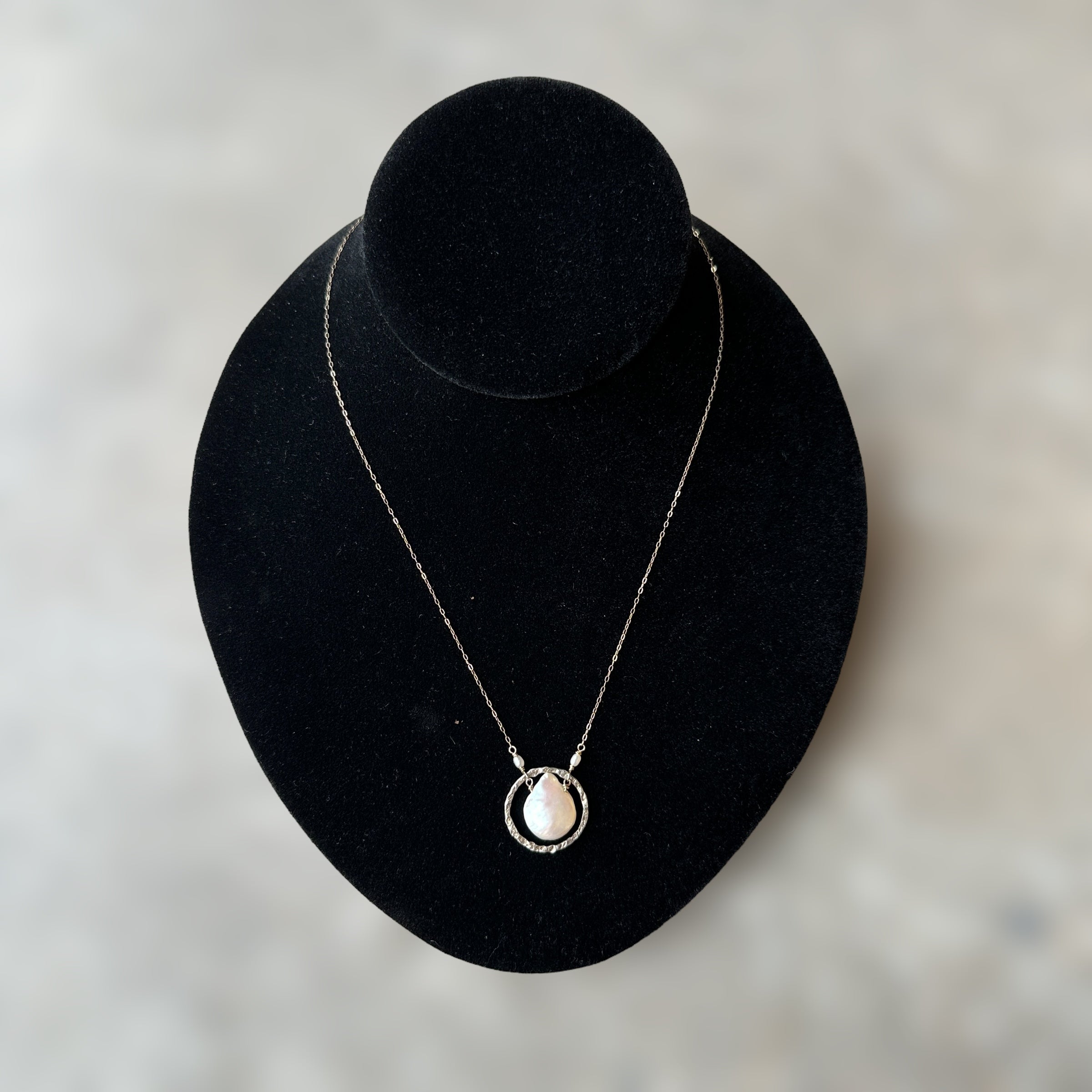 vintage 14k gold-filled necklace with freshwater pearl pendant