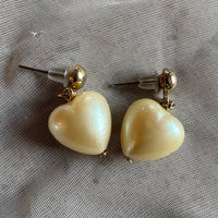 vintage faux pearl heart earrings