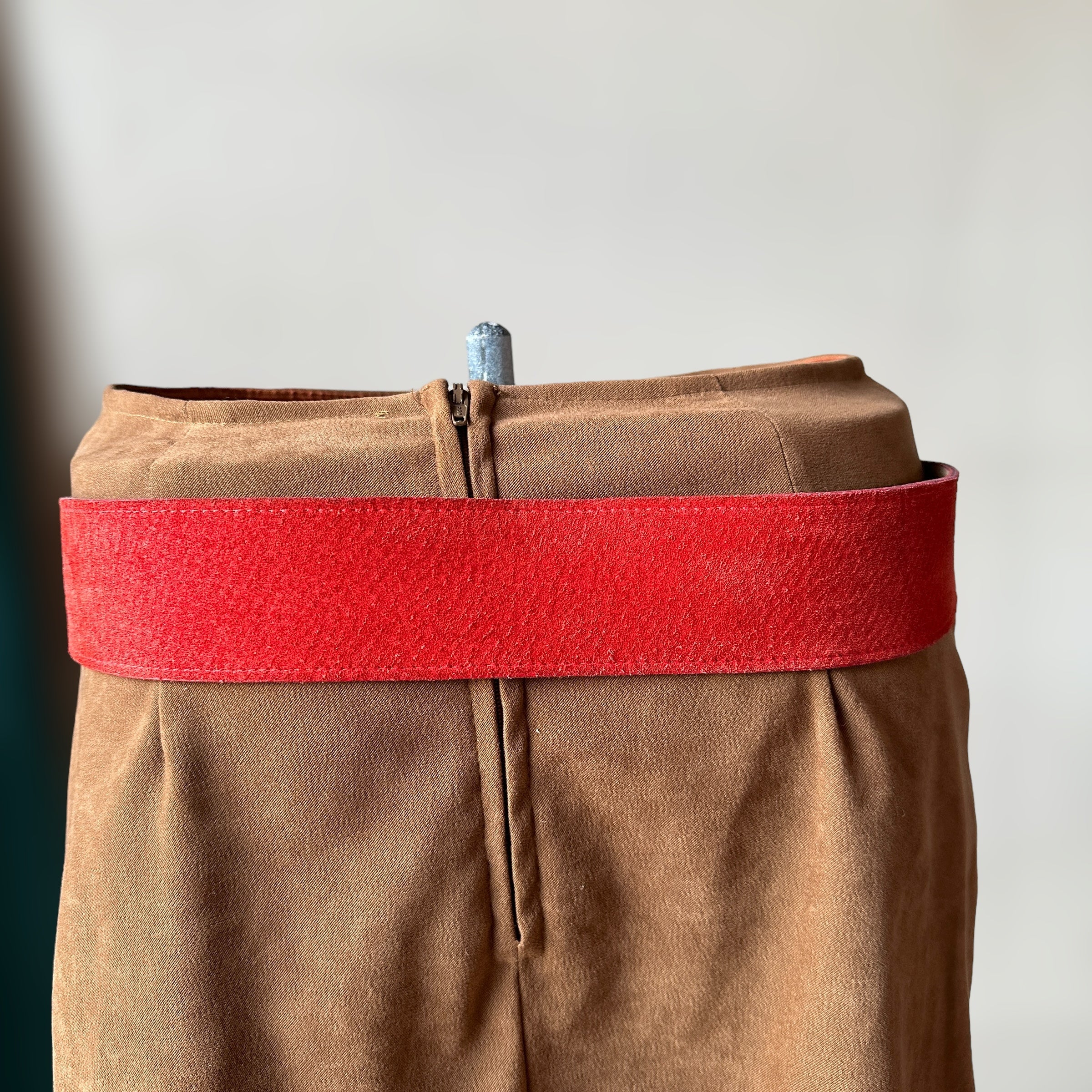 vintage red suede asymmetrical belt