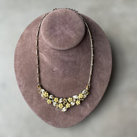 vintage yellow flower necklace by CORO, gold-tone chain